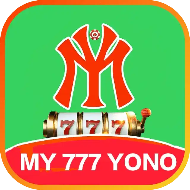 My 777 Yono app logo with green identity panel and colourful card game lobby tiles